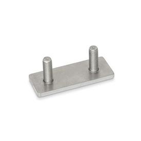 GN 2376 Stainless Steel Mounting Plates with Threaded Studs, for Hinges 