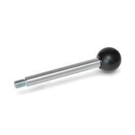 GN 310 Inch Size, Steel Gear Lever Handles, Zinc Plated Type: A - Ball knob DIN 319<br />Finish: ZB - Zinc plated, blue passivated finish