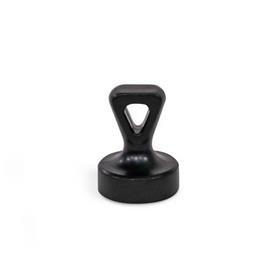 GN 53.3 Neodymium, Iron, Boron Retaining Magnets, Housing Plastic, with Handle Type: B - With eyelet<br />Color: SW - Black, RAL 9004