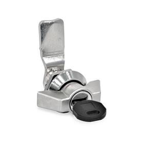 GN 115 Stainless Steel Cam Locks, with Operating Elements Type: SCKN - With wing knob (Keyed alike)
