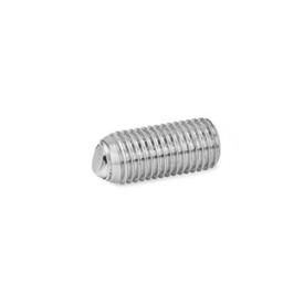 GN 605 Stainless Steel Socket Set Screws, with Full / Flat / Serrated Ball Point End Type: BN - Flat ball