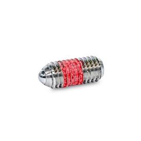 GN 615.3 Poussoirs à bille en acier / inox, avec verrouillage de filetage, avec bille, à 6 pans creux Type: KSN - Inox, ressort à charge élevée<br />Verrouillage de filetage: MVK - Micro encapsulation