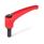 EN 602 Zinc Die-Cast Adjustable Levers, Ergostyle®, Threaded Stud Type, with Steel Components Color: RS - Red, RAL 3000, textured finish