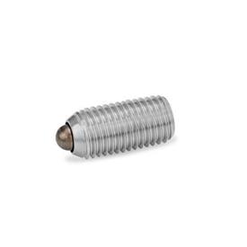 GN 615.4 Steel / Stainless Steel Spring Plungers, with Nose Pin, with Internal Hex Type: BN - Stainless steel, standard spring load