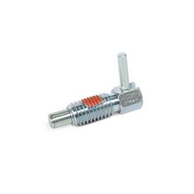  LRH Steel Hand Retractable Spring Plungers, Lock-Out, with L-Handle Type: STP - Steel with thread locking patch