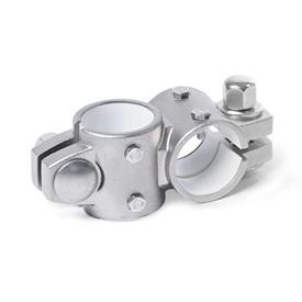GN 132.25 Noix de serrage orthogonales pour unité linéaire tubulaire en inox, pour système à deux axes Type: A - Sans étanchéités