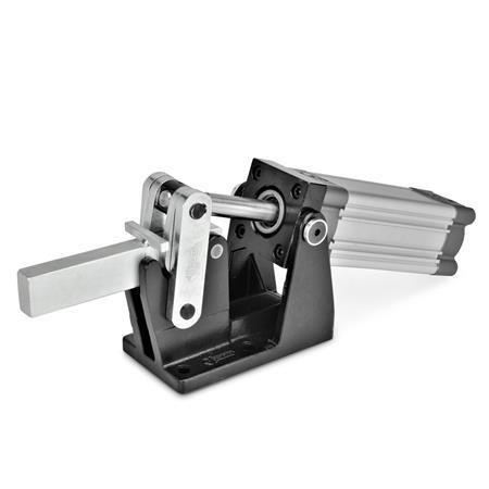 GN 861 Steel Heavy Duty Pneumatic Toggle Clamps, with Horizontal Mounting Base, with Magnetic Piston 