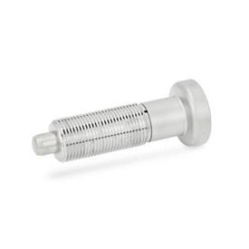 GN 613 Stainless Steel Indexing Plungers, Non Lock-Out, with Fully Threaded Body Material: NI - Stainless steel<br />Type: AN - With stainless steel knob, without lock nut