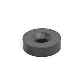 GN 55.1 Hard Ferrite Raw Magnets, Unshielded, with Bore or Countersunk Hole Outside diameter d<sub>1</sub>: S - Countersunk