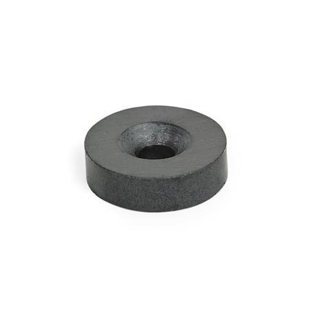 GN 55.1 Hard Ferrite Raw Magnets, Unshielded, with Bore or Countersunk Hole Outside diameter d<sub>1</sub>: S - Countersunk