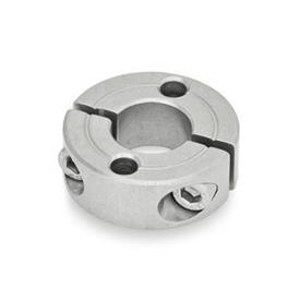 GN 7072.2 Stainless Steel Split Shaft Collars, with Mounting Holes Type: A - With two plain holes