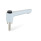 GN 304.1 Zinc Die-Cast Straight Adjustable Levers, with Push Button, Threaded Stud Type, with Stainless Steel Components Lever color: SR - Silver, RAL 9006, textured finish
Push button color: S - Black, RAL 9005
