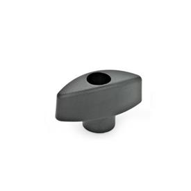 EN 532.1 Technopolymer Plastic Wing Nuts, with Protruding Hub Type: D - With tapped through bore