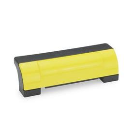 EN 630 Technopolymer Plastic Off-Set Enclosed Safety &quot;U&quot; Handles, Ergostyle®, with Counterbored Through Holes Color of the cover: DGB - Yellow, RAL 1021, shiny finish