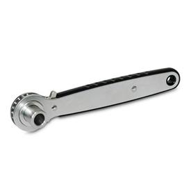GN 318 Stainless Steel Ratchet Wrenches, with Through Hole / Blind Hole Type: B - Ratchet insert with blind hole<br />Insert: B