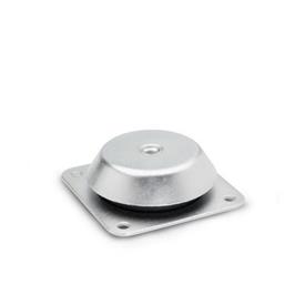 GN 148 Steel Sheet Metal Vibration Damping Leveling Feet, Tapped Type, with Rubber Pad Type: B - With four-hole flange (d<sub>1</sub> = 113 / 126 mm)