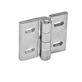 GN 235 Bisagras de acero inoxidable, ajustables Material: NI - Acero inoxidable<br />Tipo: B - Ranuras horizontales<br />Acabado: GS - Acabado granallado mate