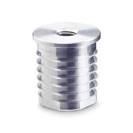 GN 992 Extremos de tubo roscados de aluminio, tipo redondo o cuadrado  Bildzuordnung: D - Para tubos redondos
