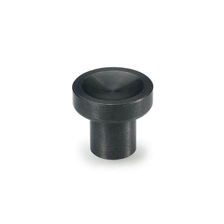 GN 676.1 Boule / bouton poussoir en acier, avec trou borgne taraudé, lisse ou bord moleté Type: A - Sans moletage