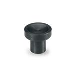 Steel Push / Pull Knobs, Blackened Finish, with Tapped Blind Hole, Plain or Knurled Rim