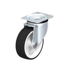  LK-POTH Steel Medium Duty Swivel Caster with Polyurethane Treaded Wheel, with Plate Mounting, Medium-Heavy Duty Bracket Series Type: G - Plain bearing