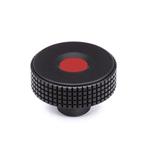 Technopolymer Plastic Diamond Cut Knurled Knobs, with Brass Tapped or Plain Blind Bore Insert, with Colored Cap