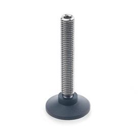 GN 638 Stainless Steel Ball Jointed Leveling Feet, with Plastic Thrust Pad Material: NI - Stainless steel