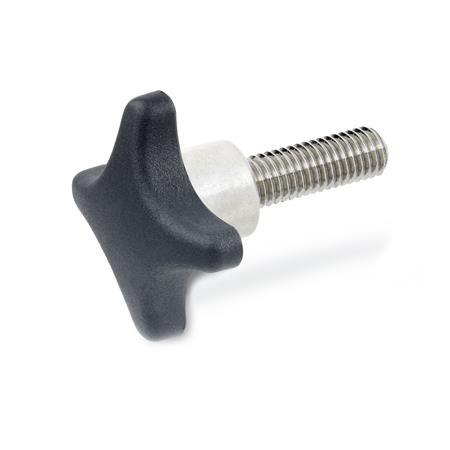 GN 6335.5 Technopolymer Plastic Hand Knobs, with Protruding Stainless Steel Hub 