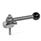 GN 918.7 Stainless Steel Clamping Cam Units, Downward Clamping, Screw from the Operator's Side Type: GVS - With ball lever, straight (serrations)
Clamping direction: R - By clockwise rotation (drawn version)