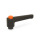 WN 304 Plastic Straight Adjustable Levers, Tapped or Plain Bore Type, with Steel Components, with Push Button Lever color: SW - Black, RAL 9005, textured finish
Push button color: O - Orange, RAL 2004