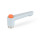GN 304.1 Zinc Die-Cast Straight Adjustable Levers, with Push Button, Tapped or Plain Bore Type, with Stainless Steel Components Lever color: SR - Silver, RAL 9006, textured finish
Push button color: O - Orange, RAL 2004