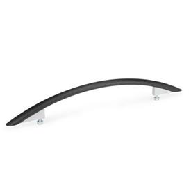 GN 665 Aluminum Arched Pull Handles, with Tapped Holes Finish: SW - Black, RAL 9005, textured finish
