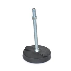 WN 9100 Steel &quot;NY-LEV®&quot; Leveling Mounts, Plastic Base, Threaded Stud Type, without Mounting Holes 