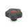 EN 5337.2 Plastic Five-Lobed Knobs, with Brass / Steel Tapped or Plain Blind Bore Insert Color of the cover cap: DRT - Red, RAL 3000, matte finish