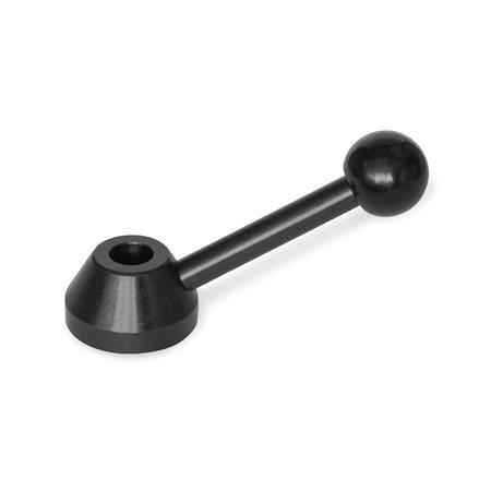 GN 223 Steel Control Levers, with Round or Square Through Bore, or Keyway Bore code: B - Without keyway