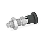 Doigts d'indexage en inox avec plusieurs longueurs de goupille, corps fileté, verrouillable ou non verrouillable
