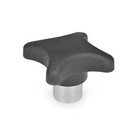 GN 6335.2 Technopolymer Plastic Hand Knobs, with Protruding Stainless Steel Hub 