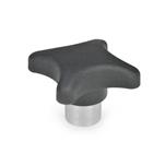 Technopolymer Plastic Hand Knobs, with Protruding Stainless Steel Hub