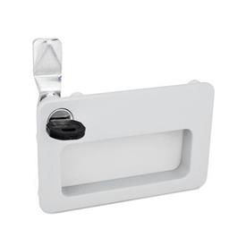 GN 115.10 Zinc Die-Cast Cam Locks, with Gripping Tray Type: SC - With key (Keyed alike)<br />Color: SR - Silver, RAL 9006, textured finish<br />Identification no.: 1 - Operation in the illustrated position top left