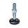 GN 30 Steel Sheet Metal Leveling Feet, Tapped Socket or Threaded Stud Type, with Rubber Pad Type (Base): A5 - Steel, black powder coated,  rubber pad inlay, black
Version (Stud / Socket): UK - With nut, internal hex at the top, wrench flat at the bottom