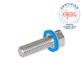 GN 1581 Stainless Steel Hex Head Screws, Low-Profile Head, Hygienic Design Finish: PL - Polished finish (Ra < 0.8 µm)<br />Sealing ring material: E - EPDM