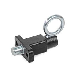 GN 722.5 Steel Indexing Plungers, Lock-Out, with Mounting Flange Type: C - With pull ring, lock-out<br />Finish: SW - Black, RAL 9005, textured finish