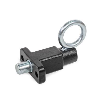 GN 722.5 Steel Indexing Plungers, Lock-Out, with Mounting Flange, with Pull Ring Type: C - With pull ring, lock-out
Finish: SW - Black, RAL 9005, textured finish