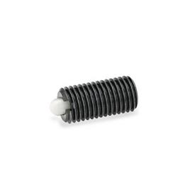 GN 616 Steel Spring Plungers, with Nose Pin Type: K - Plastic nose pin, standard spring load