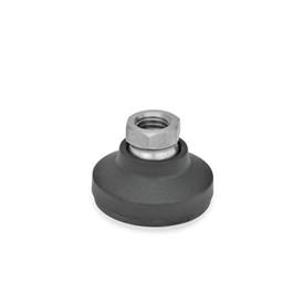 GN 343.7 Stainless Steel Leveling Feet, Plastic Base, Tapped Socket Type, with or without Rubber Pad Type: G - With rubber pad