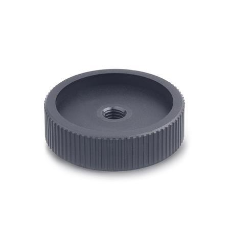 GN 226 Technopolymer Plastic, Knurled Control Knobs, Blank, Threaded and Through Bore Type 