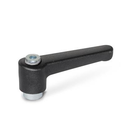 Straight Adjustable Levers WN 302.2: Plastic, Tapped Type, with Zinc Plated Steel Components