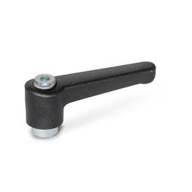 WN 302.2 Nylon Plastic Straight Adjustable Levers, Tapped Type, with Zinc Plated Steel Components Lever color: SW - Black, RAL 9005, textured finish