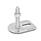 GN 43 Metric Thread, Stainless Steel Leveling Feet, Tapped Socket or Threaded Stud Type, with Slotted Mounting Hole, Rectangular Shape Type (Base): E3 - With rubber pad, vulcanized, black, with 1 slotted hole
Version (Stud / Socket): VK - With nut, external hex at the top, wrench flat at the bottom