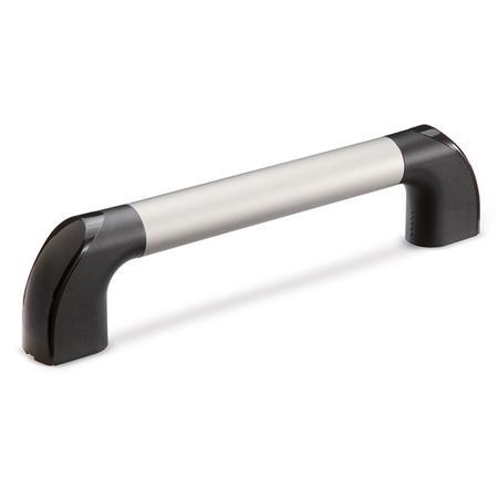 EN 767.1 Jaladeras tubulares de aluminio, tubo anodizado, Tapón plástico, Ergostyle® Color del tapón: DSG - Gris-negro, RAL 7021, acabado brillante